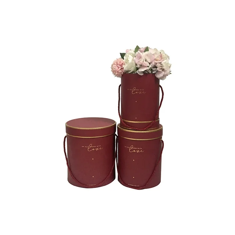 Paper flower box round cardboard flower box for rose flower packaging