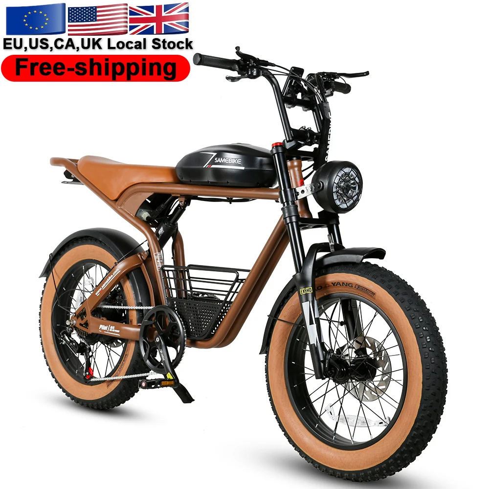 EU Dropshipping M20 Electric Mountain Bike Moped Style 7-Speed 1000W 48V High Carbon Steel Frame 4.0 Fat Tire Lithium Battery