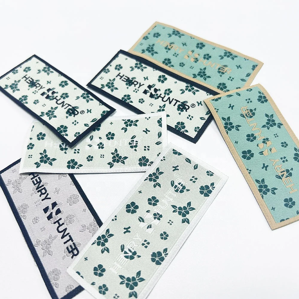 High Density Custom Brand Polyester Fabric Label Woven Collar Tags, Eco-friendly Garment Labels