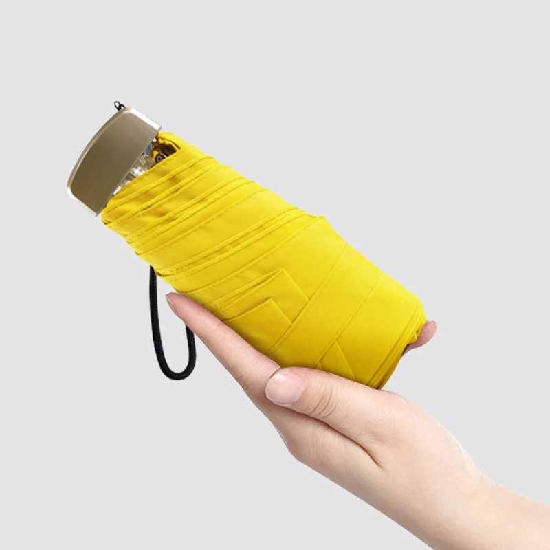 Wholesale mini umbrella manual capsule can custom uv protection lady small five folding umbrella sun and rain