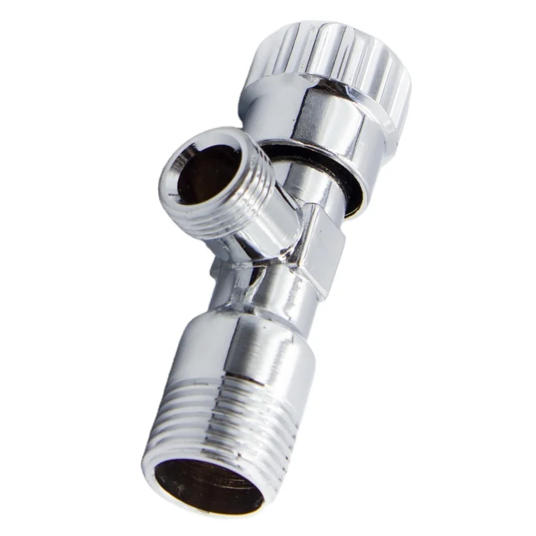 Chinese Factory Industrial Chrome 90 Degree Three-way Toilet Bathroom Forged Brass Stop Angle Valve 1/2
