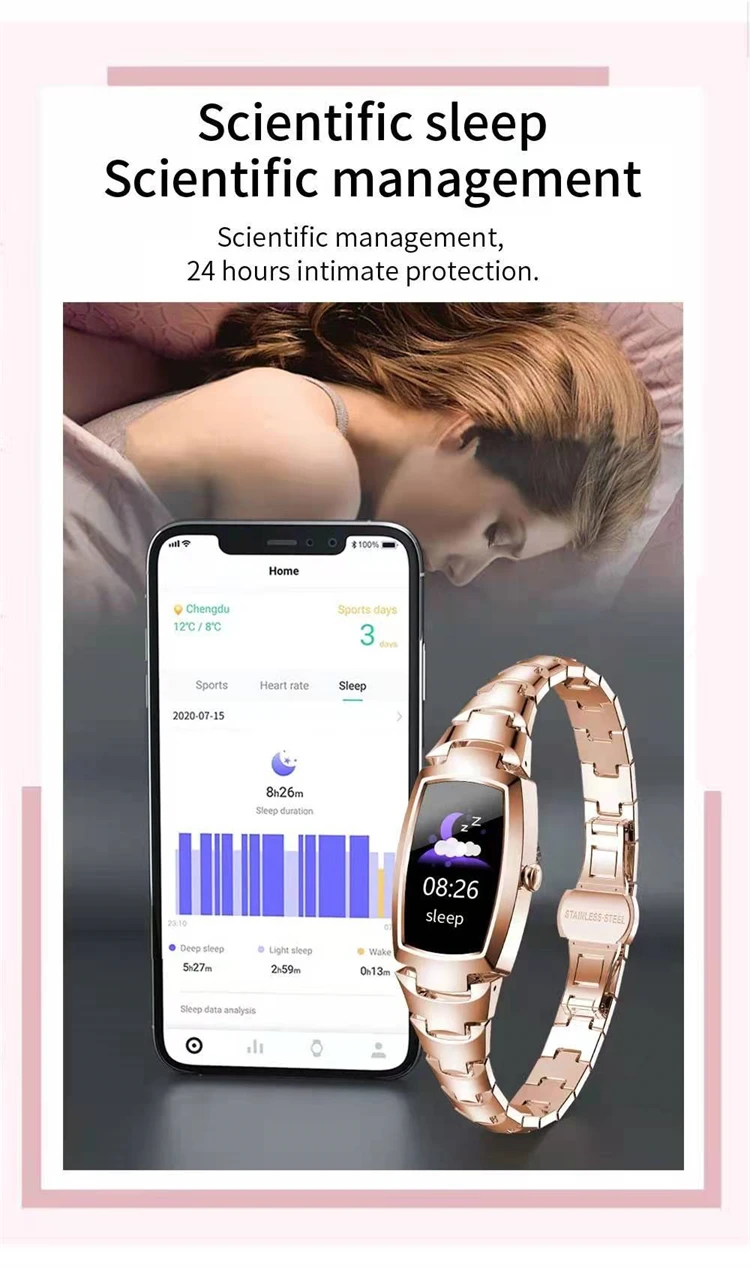 Lady smartwatch LW07 bracelet for android ios with Fitcloudpro APP and Heart rate blood pressure oxygen women smart band