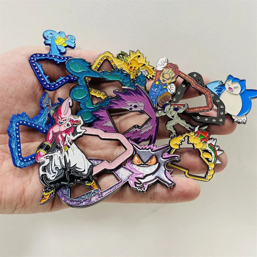 Custom Metal Pins Wholesale Cartoon Anime Soft Enamel Glitter Frame Hat Pins Design You Logo Enamel Pins