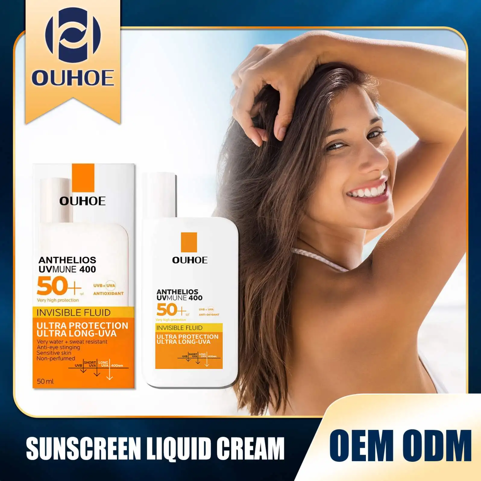 OUHOE Wholesale Skin Care Sunscreen Spf 50 Face & Body UVA/UVB Protection Water Resistant Sun Screen Lotion Sunblock Cream