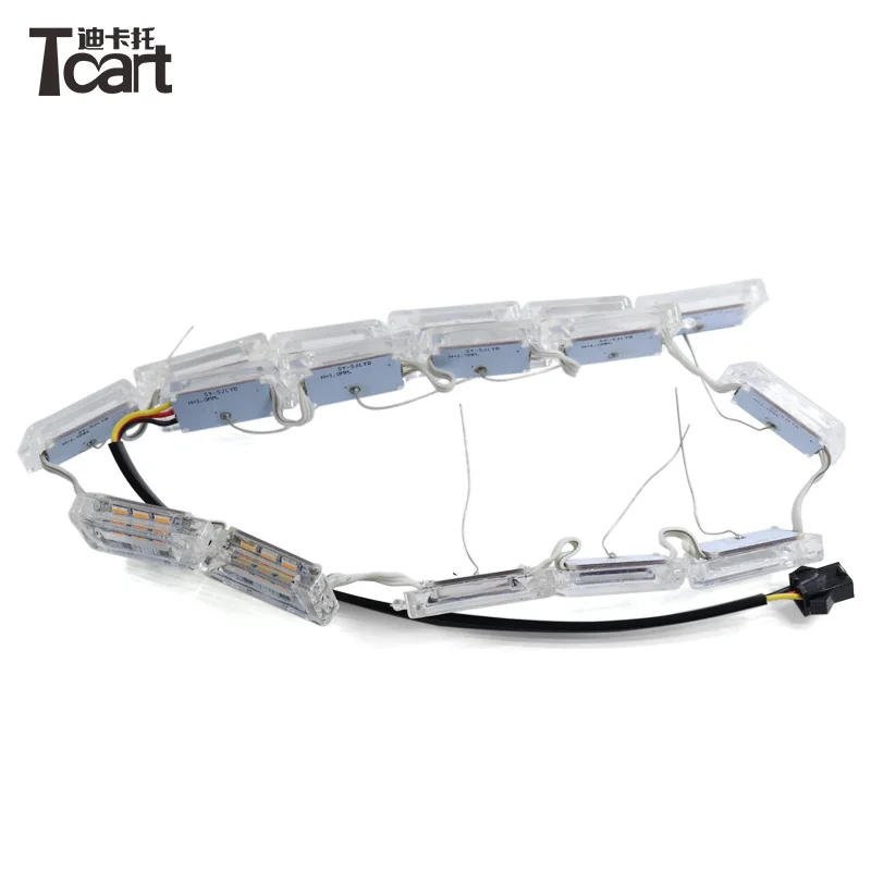 Tcart auto warming daytime running light strip 12V crystal led DRL  3color Flexible Day Lights with turn yellow signal lamp