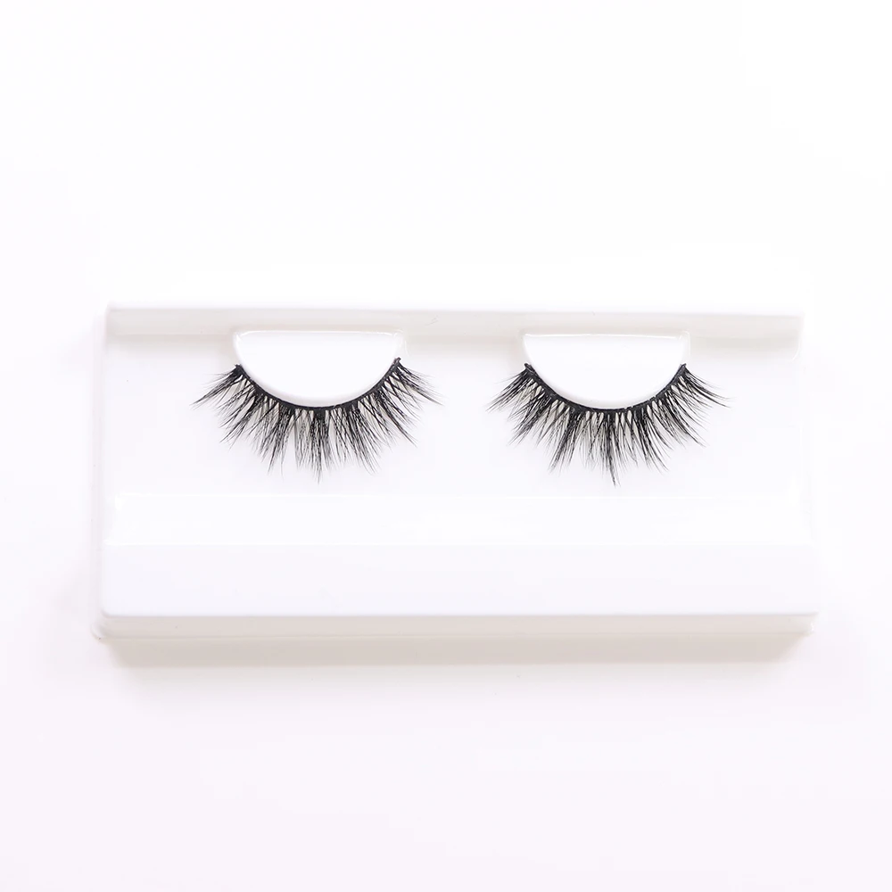 Natural Style 3D Faux Mink Eyelash Thinner Soft Cotton Band Cross Shape Short Length False Lashes Wholesale