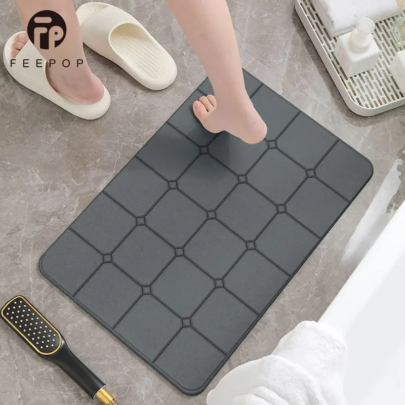 Ultra Fast Drying Earthstone Bath Mat Anti Slip Floor Mat for Bathroom