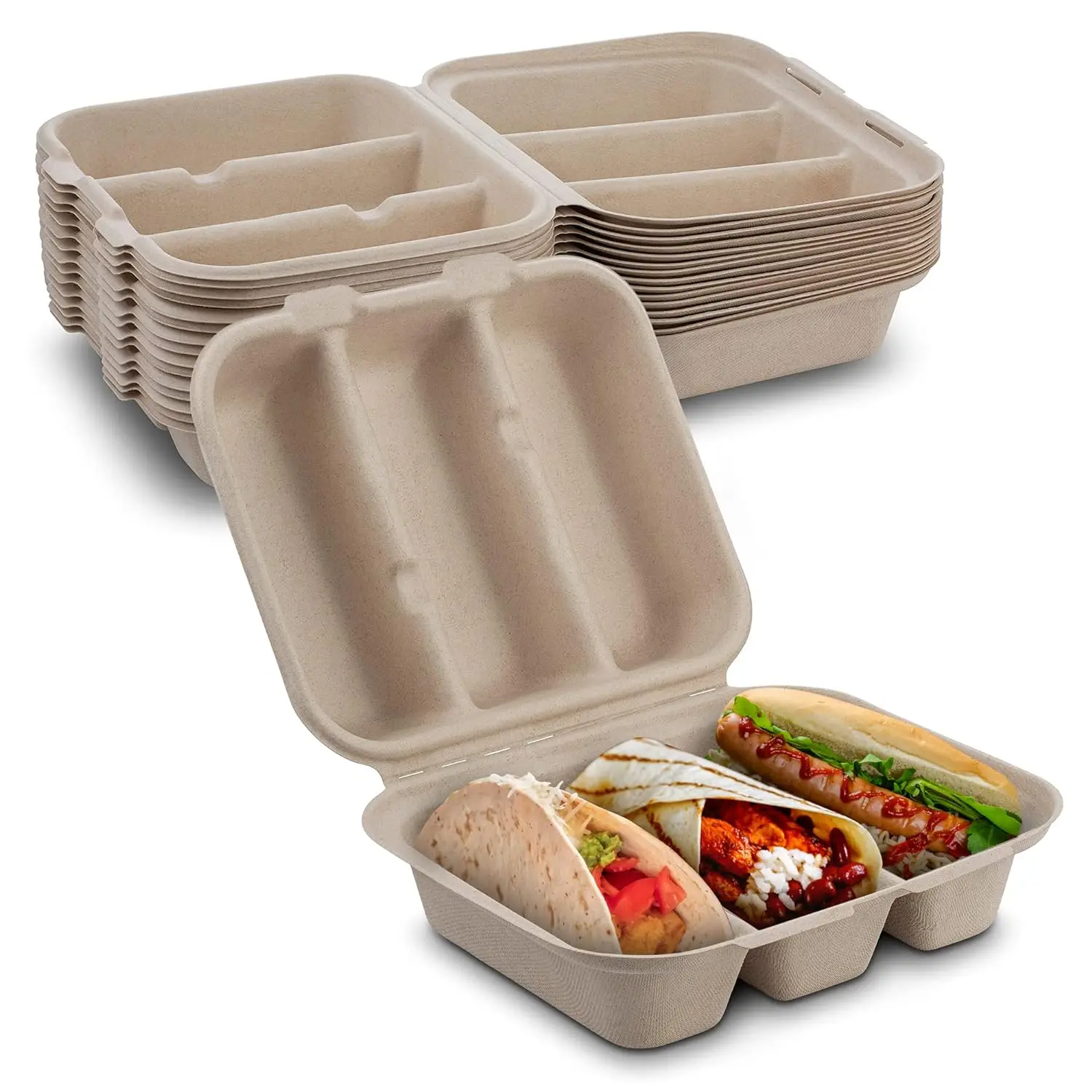 Custom Disposable Taco Taco Box Bagasse Crispy Tortilla Sugarcane Taco Box