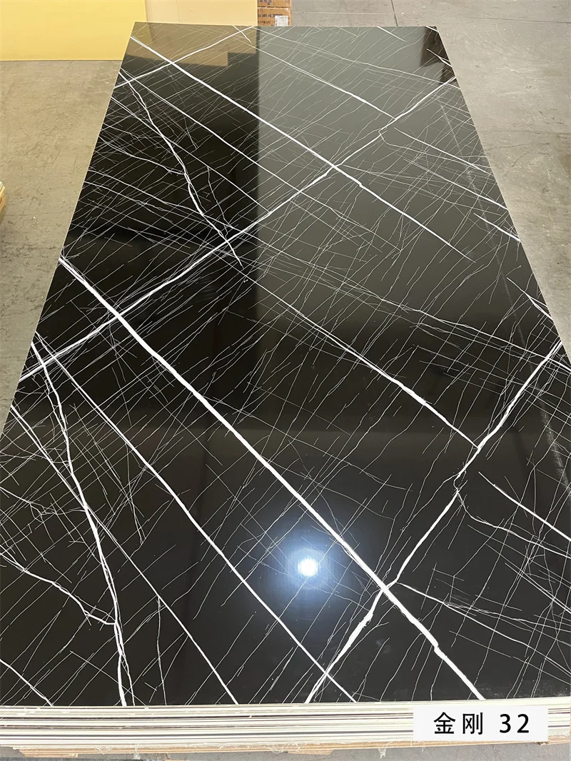 PET Marbled Bamboo charcoal fiber flat wall panel Wpc wood veneer wall panel PVC Foam Board