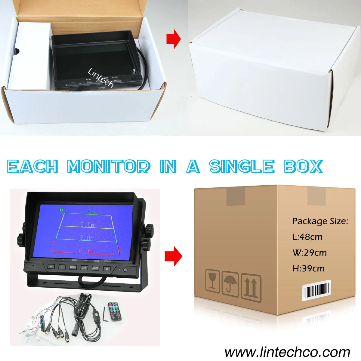 7 Inch Quad Lcd Monitor For Rear Camera 12V 24V