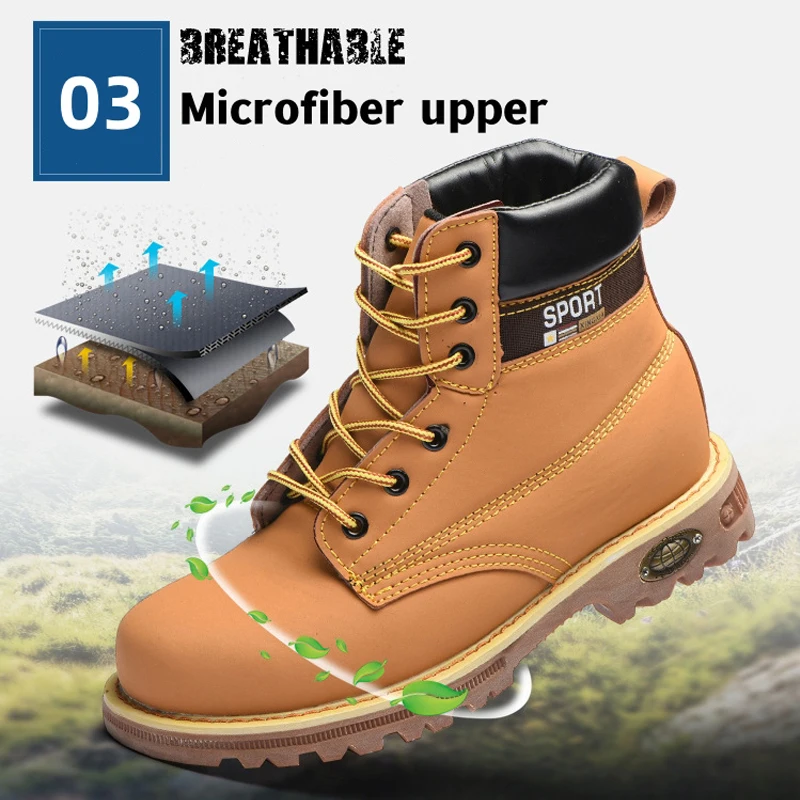 Oil Resistant Acid Alkali Resistant Steel Toe Safety Boots Rubber Bottom Industrial Protective Heavy Duty Work Shoes For Man