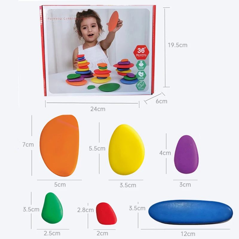 Colorful Stacking Game Stones Toys Rainbow Cobble Crazy rock Building Blocks Toy for Kids