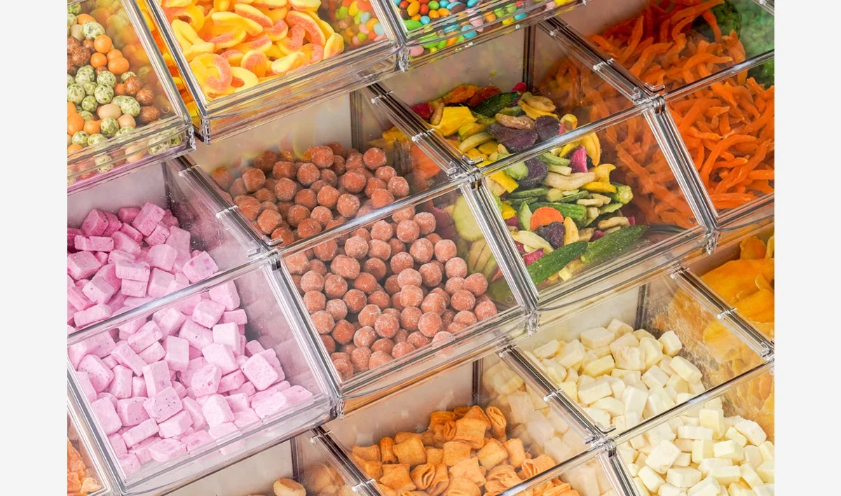 Штабелируемые прозрачные пластиковые контейнеры для пищевых продуктов акриловые конфет распределитель и контейнер