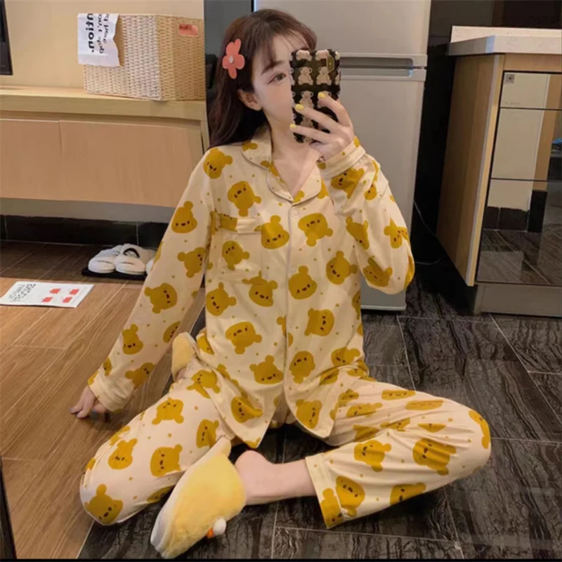 Wholesale new style autumn and winter Korean  cotton plus size long-sleeved ladies pajamas and home wear