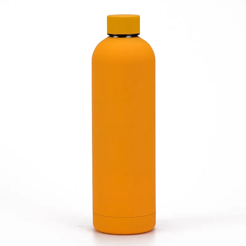 Custom Logo 500 ml  Double Wall Vacuum Insulated Rubber Paint Bottles  Small Mouth Stainless Steel Water Bottle