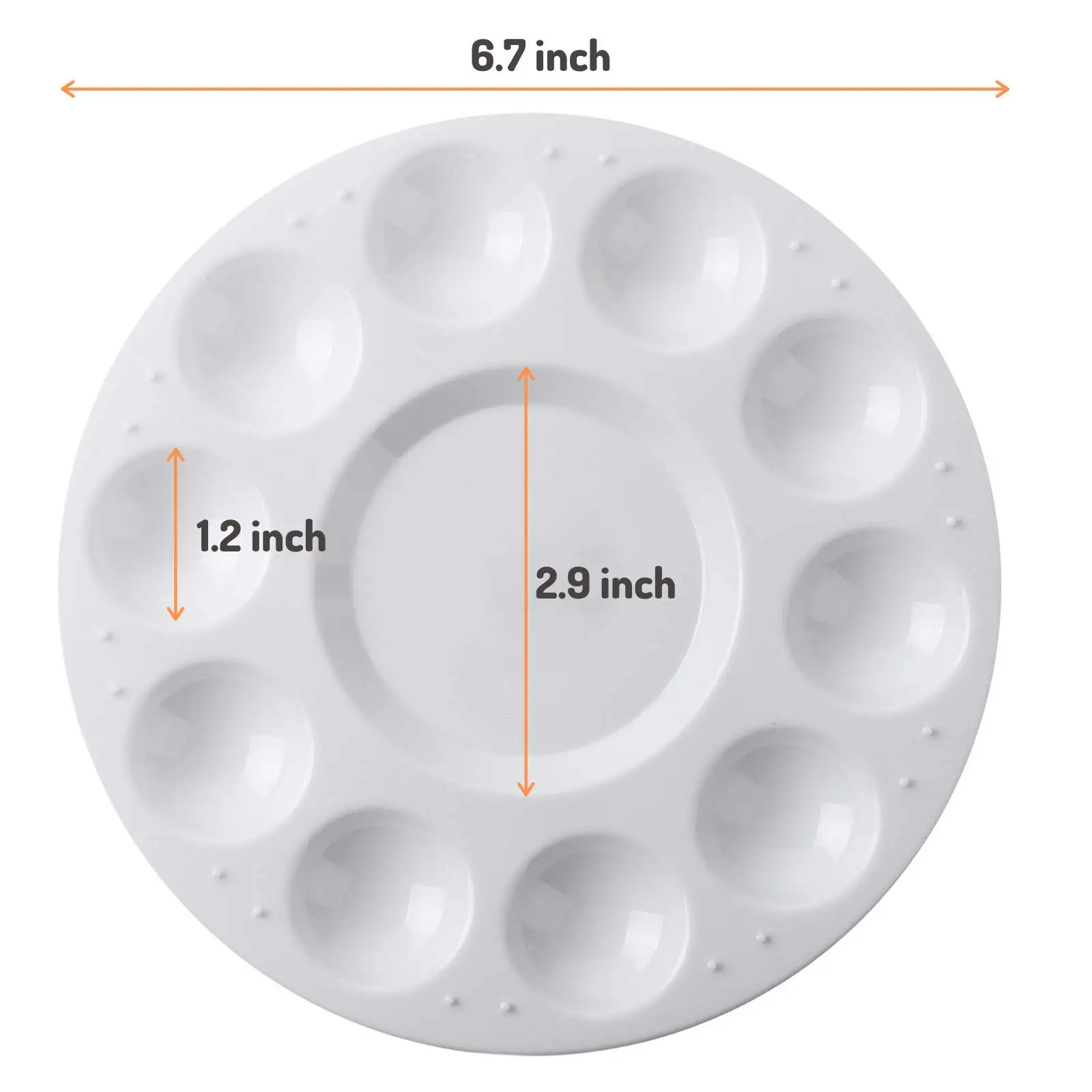 Custom Paint Palette Cheap 10 Wells Acrylic Oil Watercolor Round Watercolour White Plastic Artist supplies Paint Palette