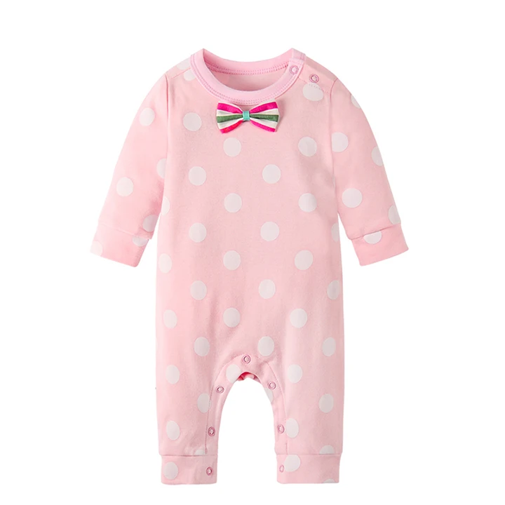 
Baby cotton climbing suit wave dot bow newborn climbing suit comfortable cute jumpsuit 
