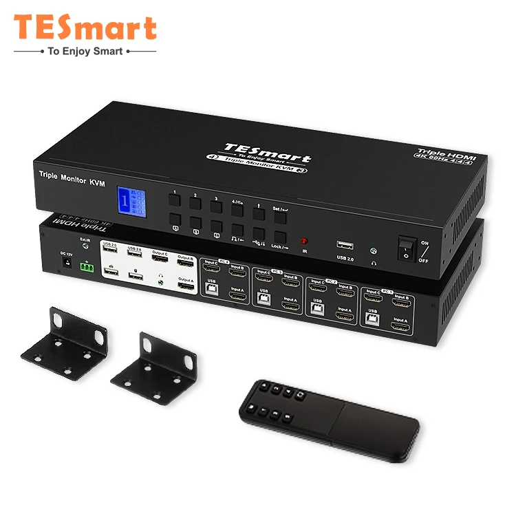 TESmart ODM OEM 4X3 HDMI KVM переключатель HDCP HDR EDID аудио выход Автосканирование 4K60Hz HDMI KVM переключатель
