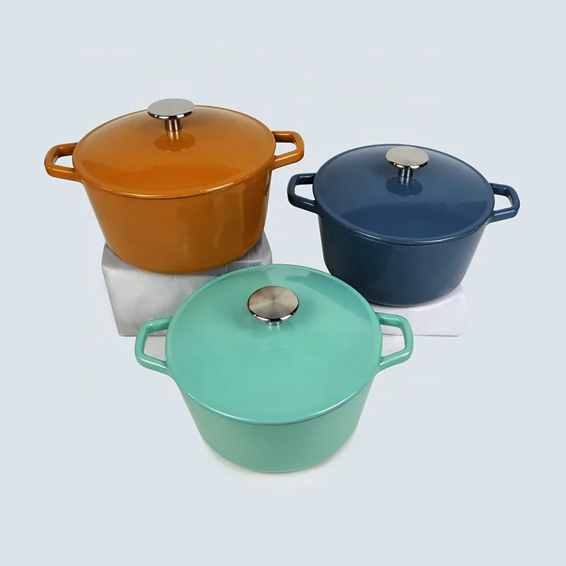 3.1qt 5.2qt подгонянный цвет чугунная эмалированная кастрюля с крышкой для