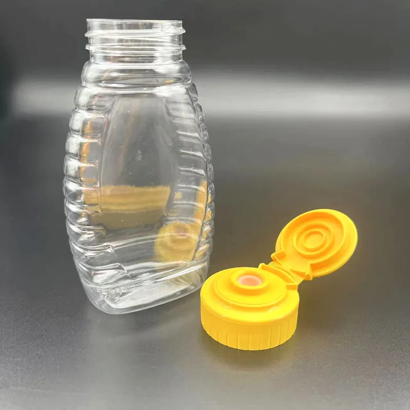 plastic sauce honey bottle with spout nozzle flip top lid squeeze bottle plastic ketchup bottle