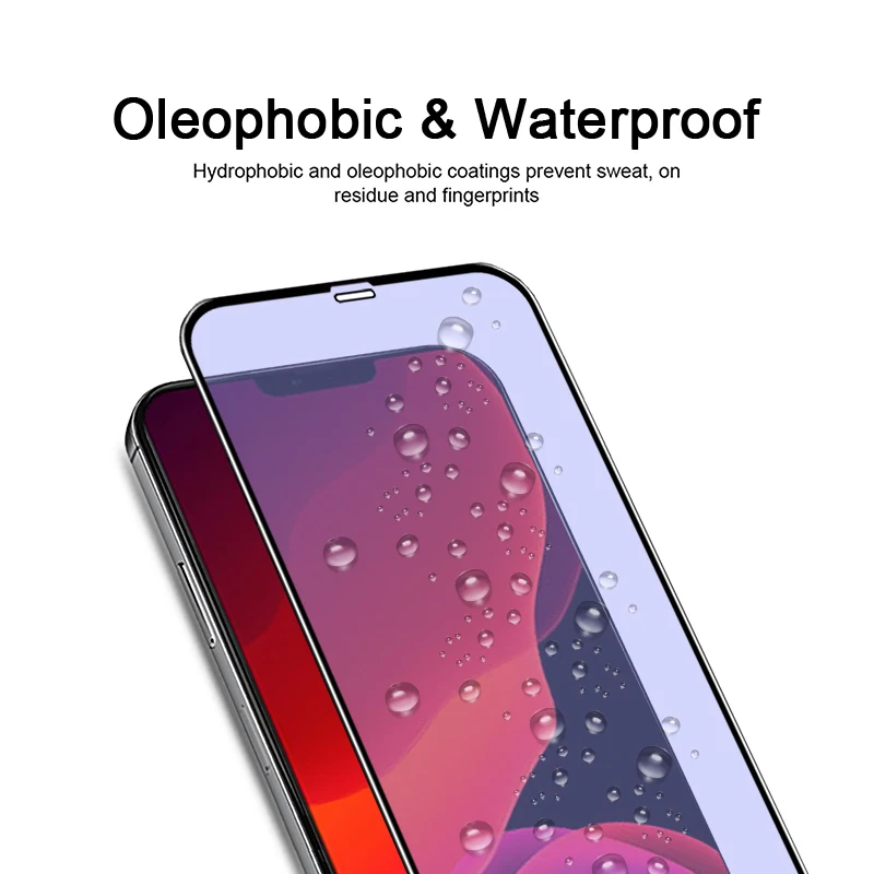 Premium wholesale mobile phone protector anti blue light filter silk print glass screen film with pack for iPhone 12 13