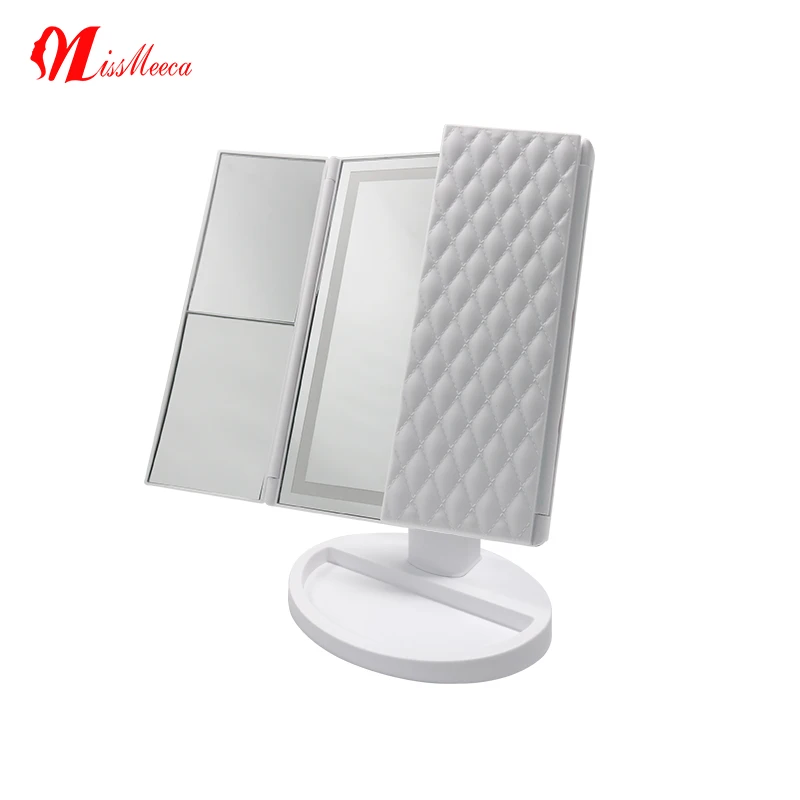 Изготовленный На Заказ Espejos зеркало Espejo De Maquillaje Espelhos Miroir 3 цвета, складываются в три раза, 2X 3X 10X Упростите решение Смарт зеркало с подсветкой