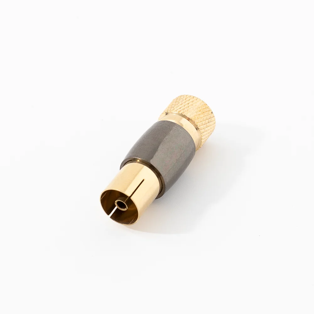 Coax Adapter Premium satellite Connector F/SAT male to PAL female adapter all brass with gold plated grey