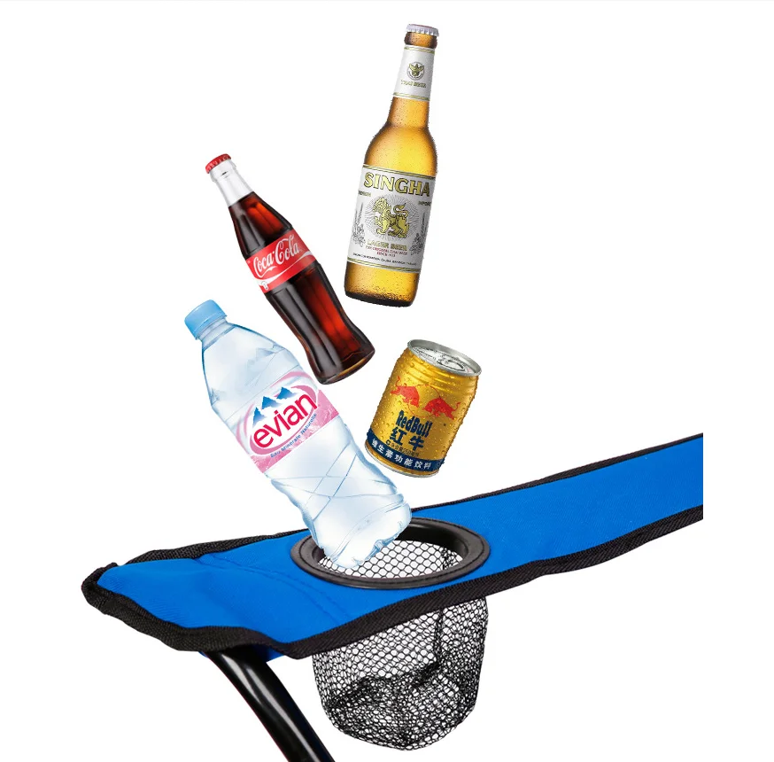 Outdoor Aluminum 600D Oxford Cloth Folding Camping Fishing Chair with Rod Holder