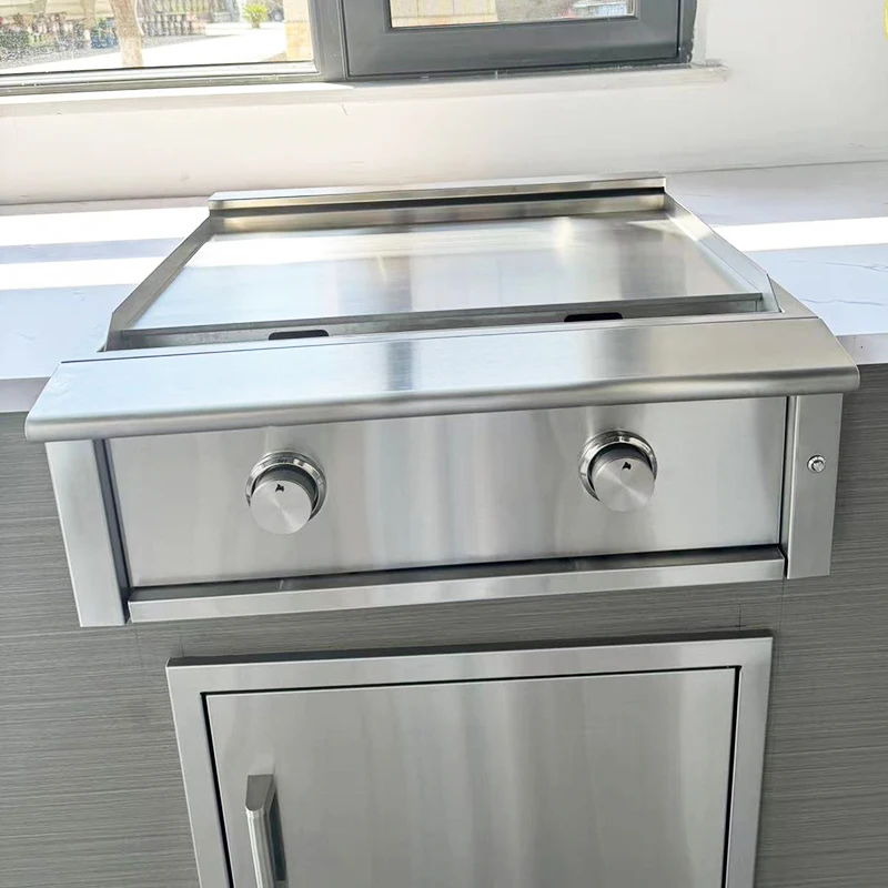 Kitchen Counter Top Non-Stick Commercial Bbq Heavy-Duty 304 Stainless Steel Construction Gas Griddle Gas Griddle Station