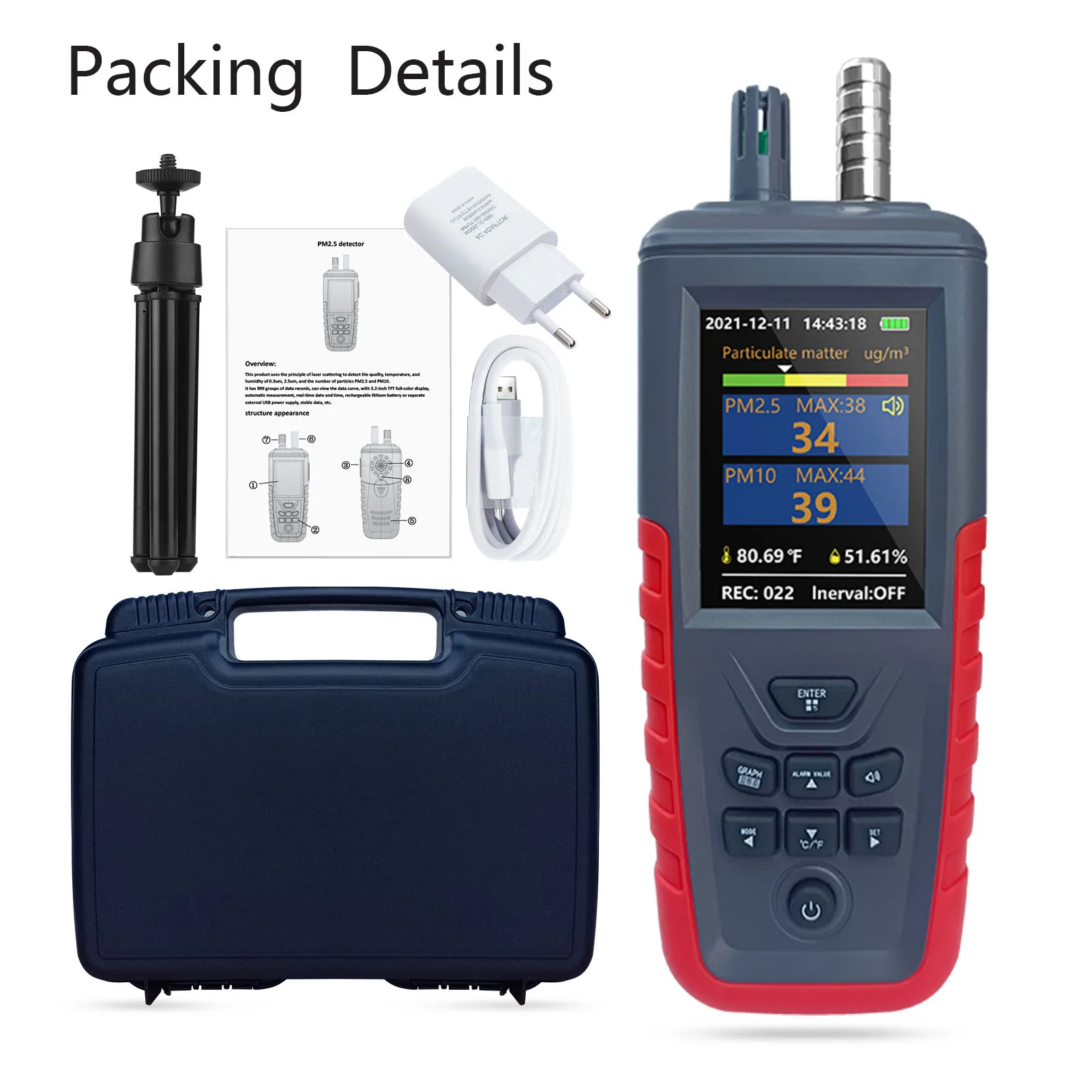 Portable handheld 6channel laser dust air cleanroom airborne particle counter price tc8200