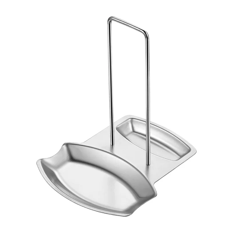 2-in-1 Lid & Spoon Holder Upstanding Stainless Steel Ladles Holder Spoon Rest and Pot Lid Holder for Kitchen Utensil