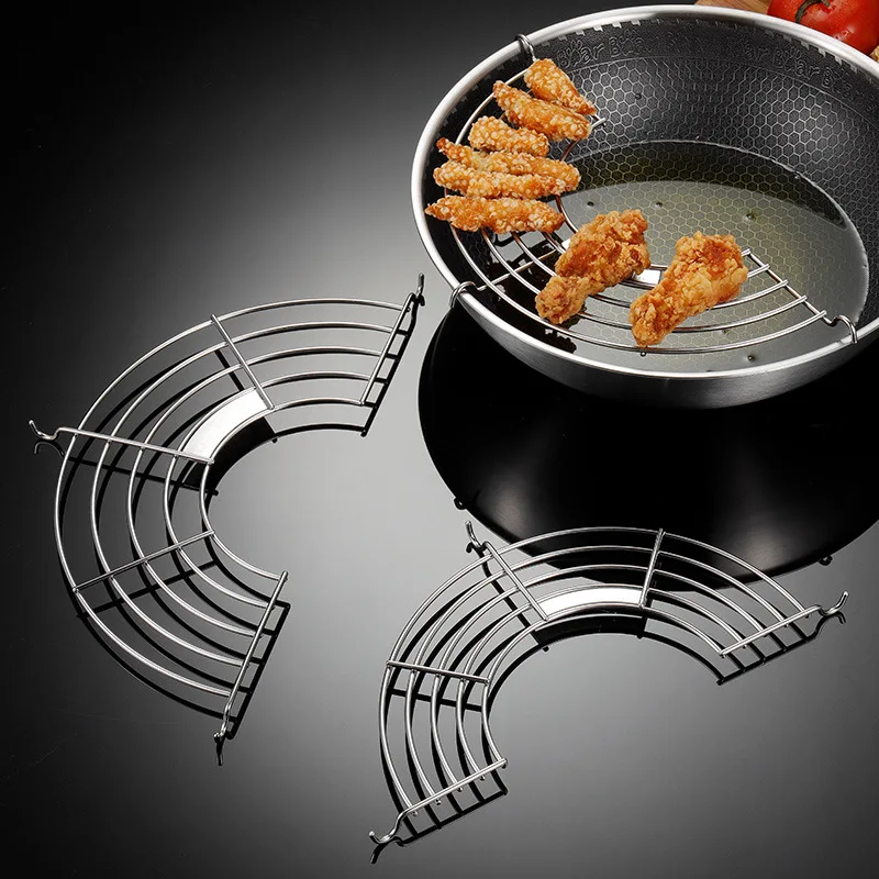 Factory Price Heat-insulated pot holders hanging pan frying drain line rack stainless steel kitchen insulation pot steam rack