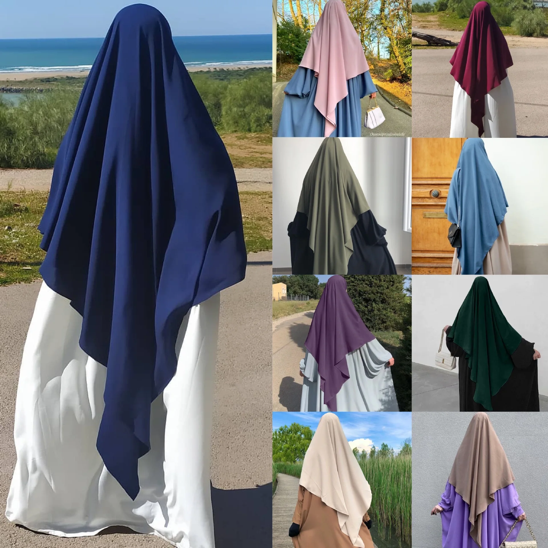 2023 Middle East Dubai Turkey Solid Color Hijab Muslim Nida Scarf for Muslim Ladies Hijab for Women