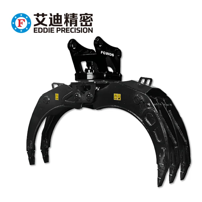 EDDIE New Excavator Hydraulic Log Grapple Timber Wood Log Grab with Rotating Wood Grapple