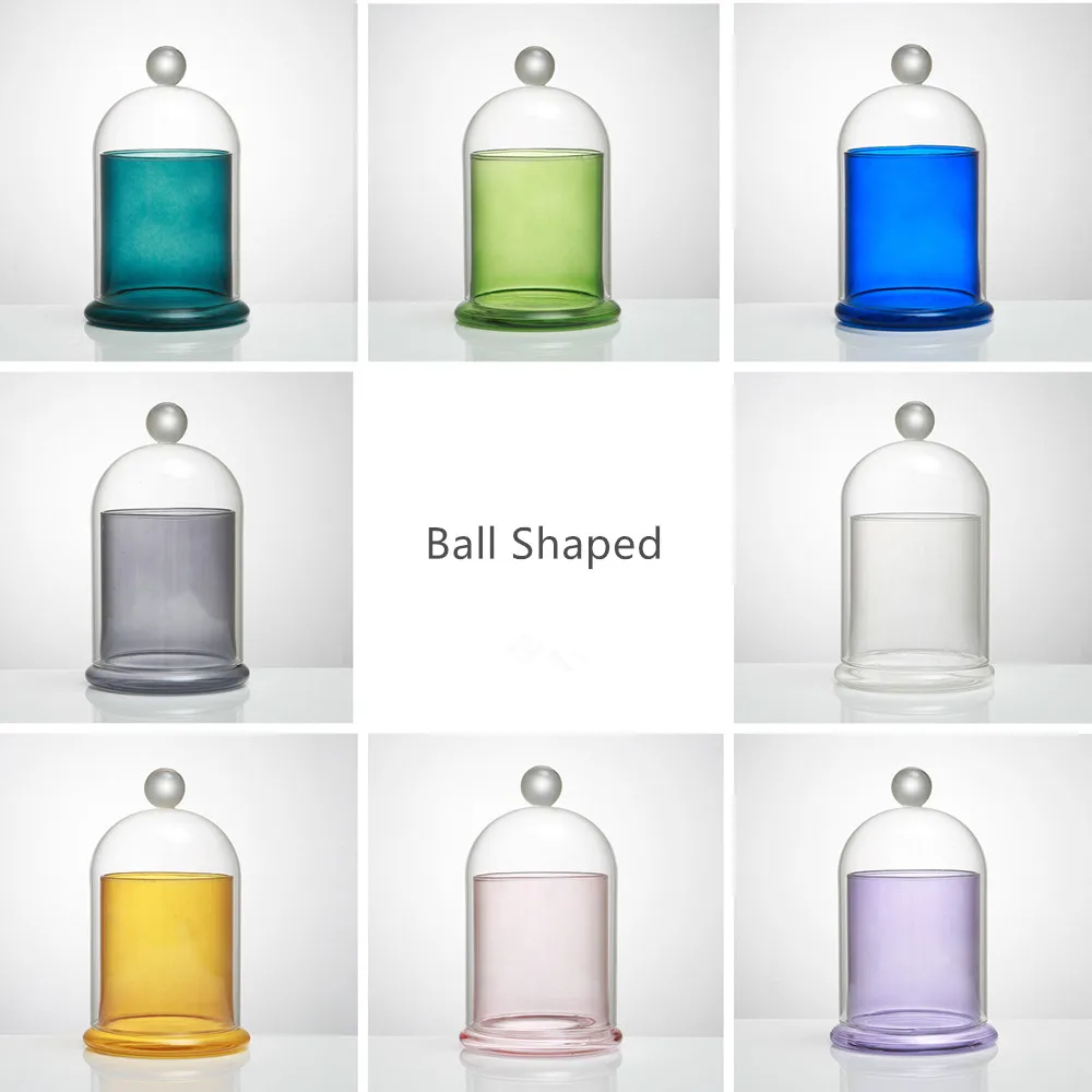 Glass Cloche Candle Holder Bell Jar with Dome lid / Display Dome Vintage Tealight Holder for Home Wedding Table Centerpiece