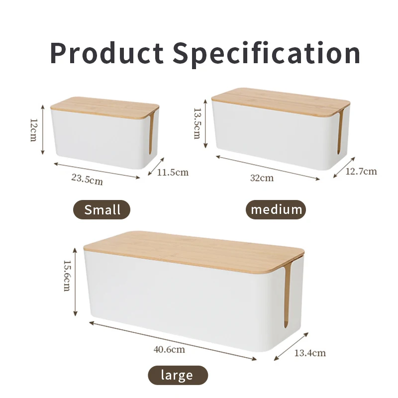 PRODIGY COB01 Cable Box Organizer cable Tidy Box bamboo Cable Storage Box