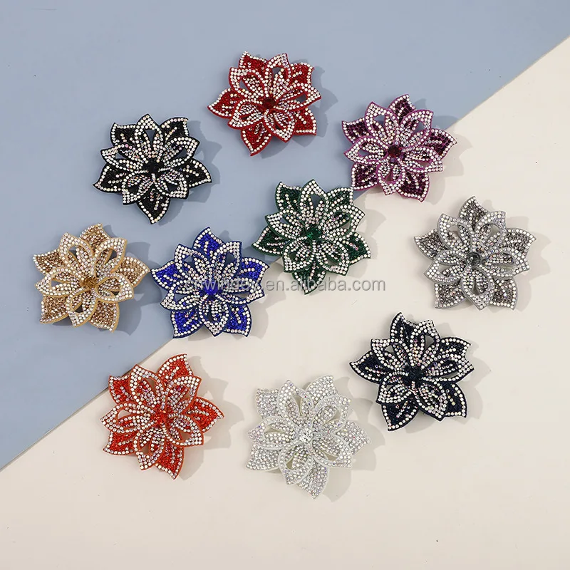 Wholesale New Sew On Patches Diy Elegant Hair Accessories 3D Rhinestones Flower Shoes Decorative Dress Brooches Applique