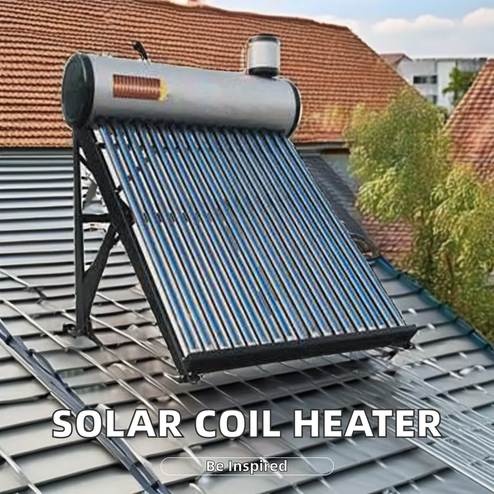 Copper Coil Evacuated Tube Solar Water Heater with Pre-Heating Stainless Steel Frame for Swimming Pool Roof Installation