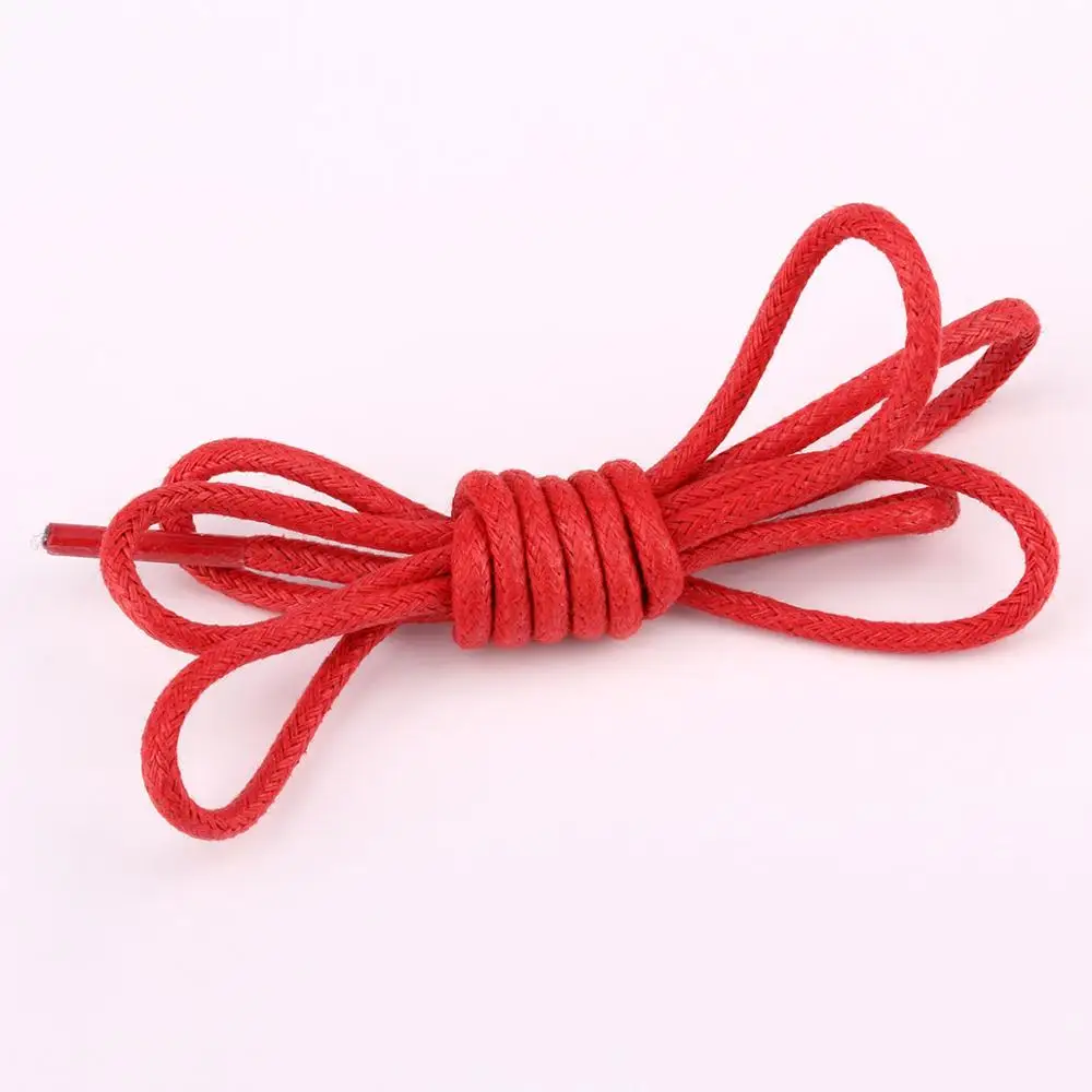 Custom length/packaging/thickness Round Waxed Shoelaces Cotton Shoe laces Shoe strings for Leather shoes