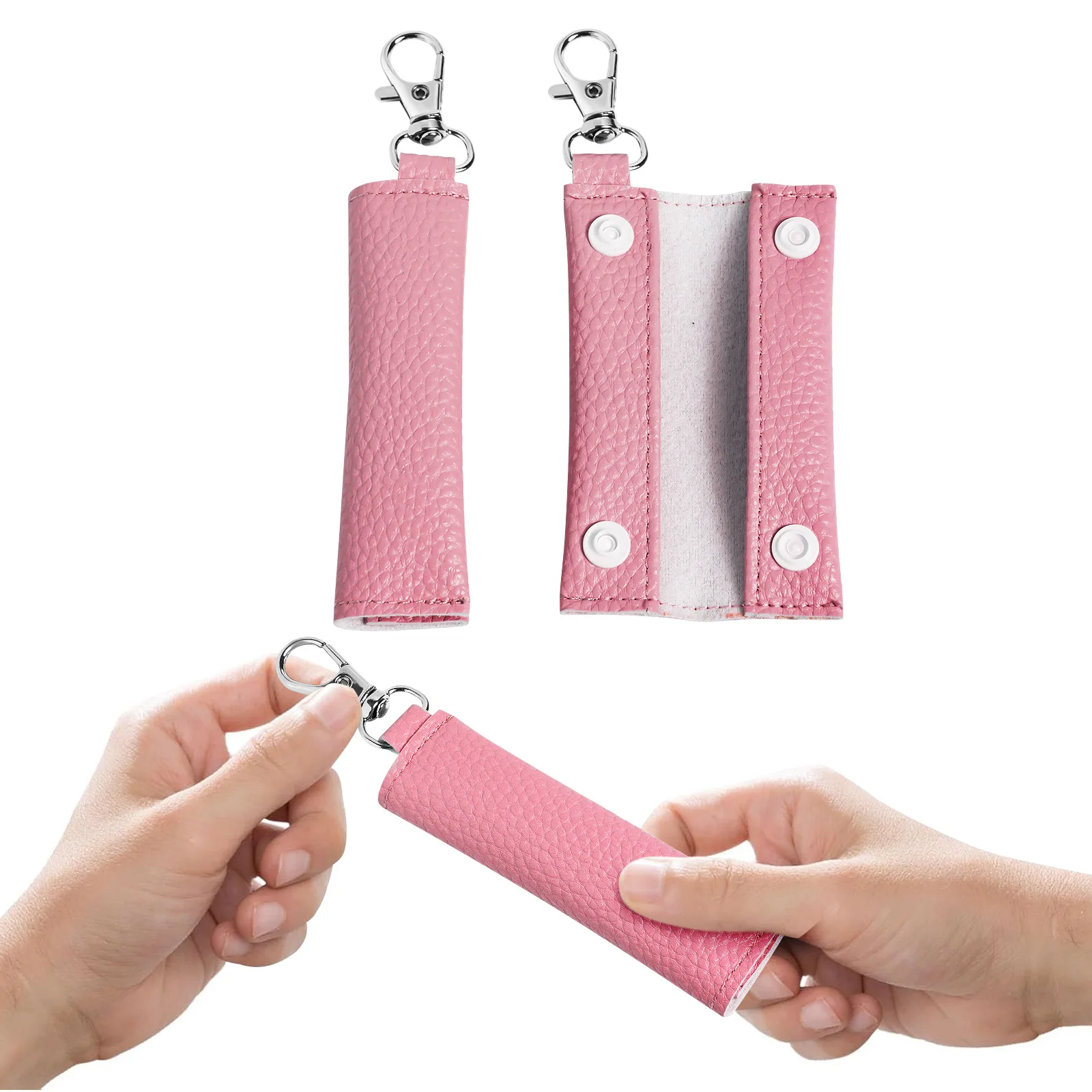 T2114 Litchi texture coin purse solid color with keychain headphone cable storage bag suitable for daily wallet keychain