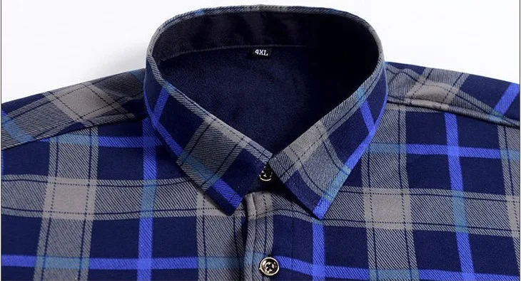 Winter long sleeve plaid warm thick fleece lined shirt fashion soft casual big size flannel shirt