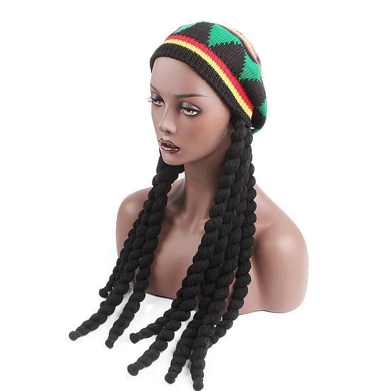 Fancy Dress Party Costume Hippie Beret Female Party Dress Beanie Cap Wig Reggae Jamaican Hat