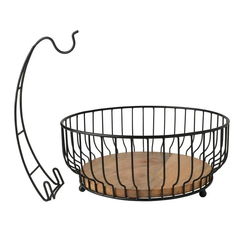 Modern Metal home decorative table iron black wire vegetable fruit storage basket