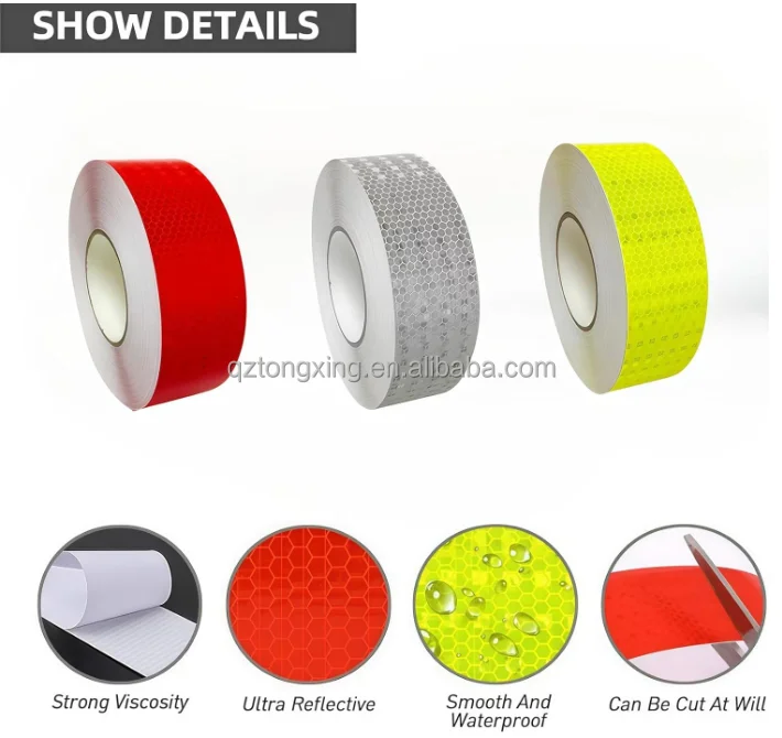 Safety red and white DOT-C2 high visibility reflective tape for truck and road