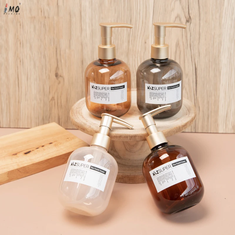 wholesale 300ml round shape plastic shampoo bottle body wash bottle