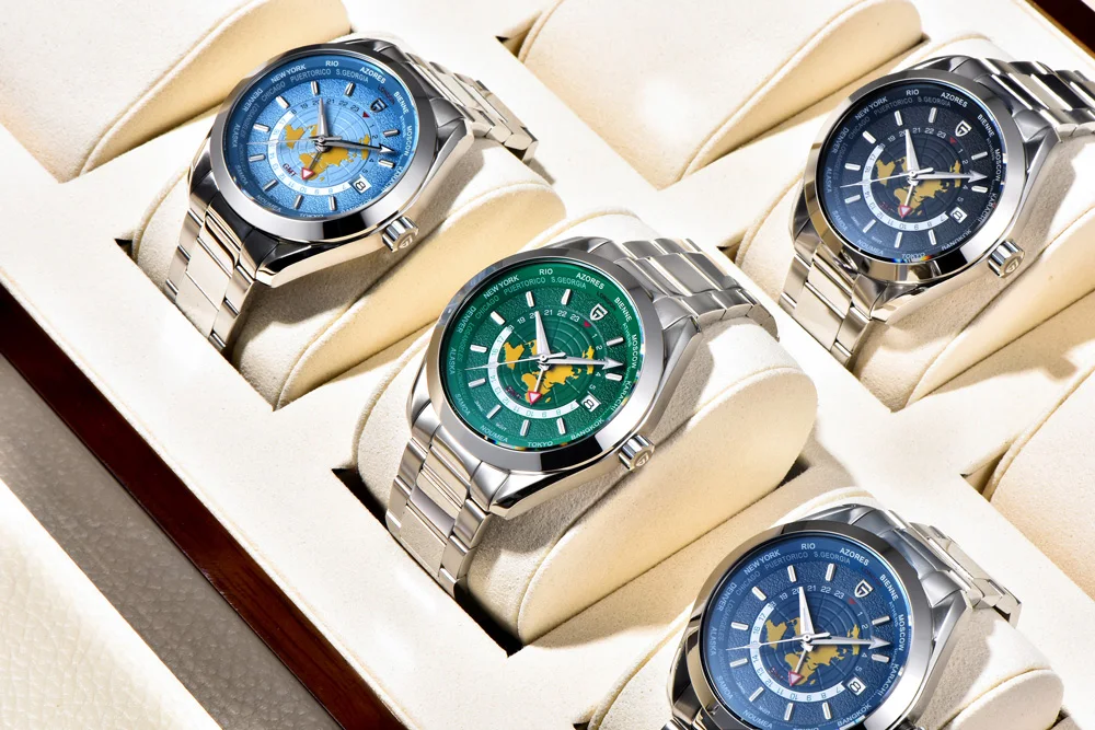 PAGANI DESIGN Men Watch 2024 New Stainless Steel NH34 Movt Mechanical Wristwatch Sapphire Mirror Multi-time zone Watches Reloj