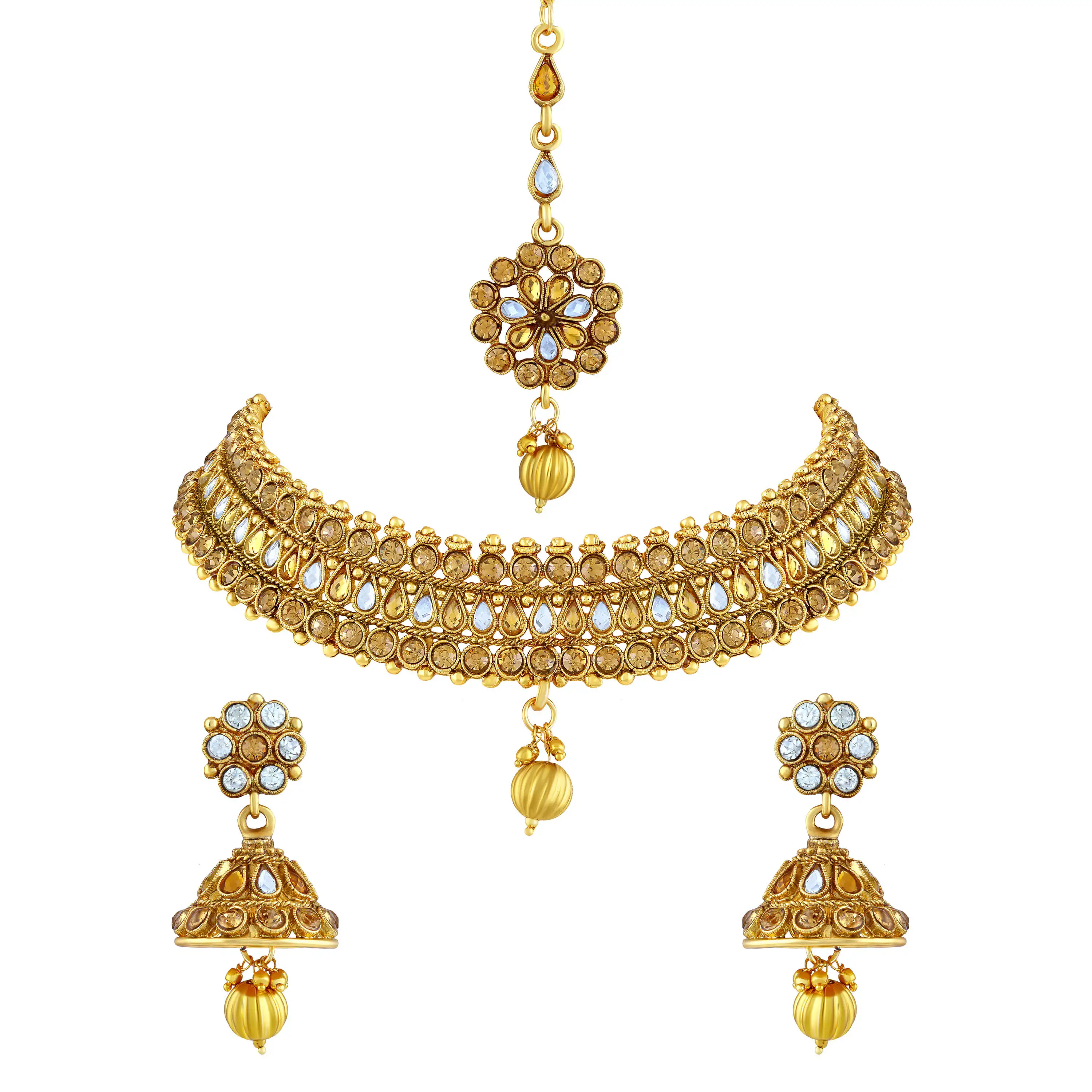 Wholesale Indian Yaariyan Fashion Marvellous Designer Gold Plated Choker Necklace Set For Women