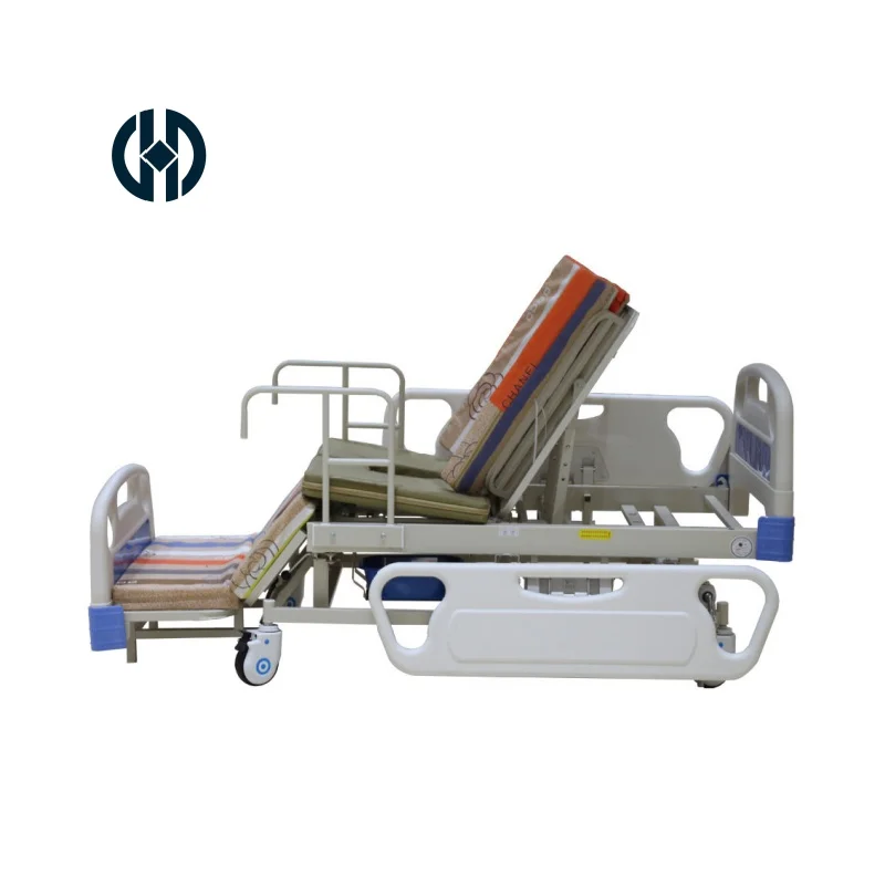 Electric motor Movable Adjustable Nursing Bed 3 functional electric foam mattress hospital bed with ABS guardrail