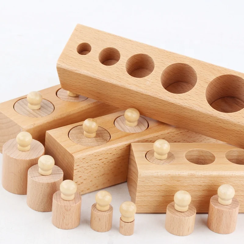 Wooden Cylinder Socket Blocks Toys Kids Montessori Toys Preschool Early Learning Educational Toys for Children Toddlers