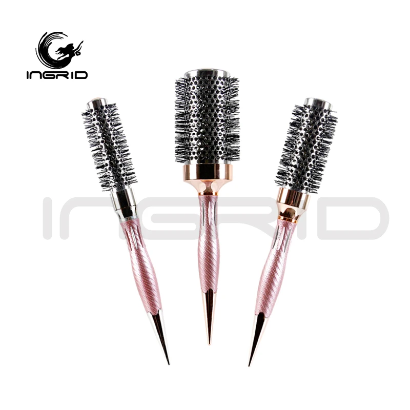 Fashion Bright Powder Aluminum Tube Comb Salon Hair Brush Hairdressing Barrel Comb